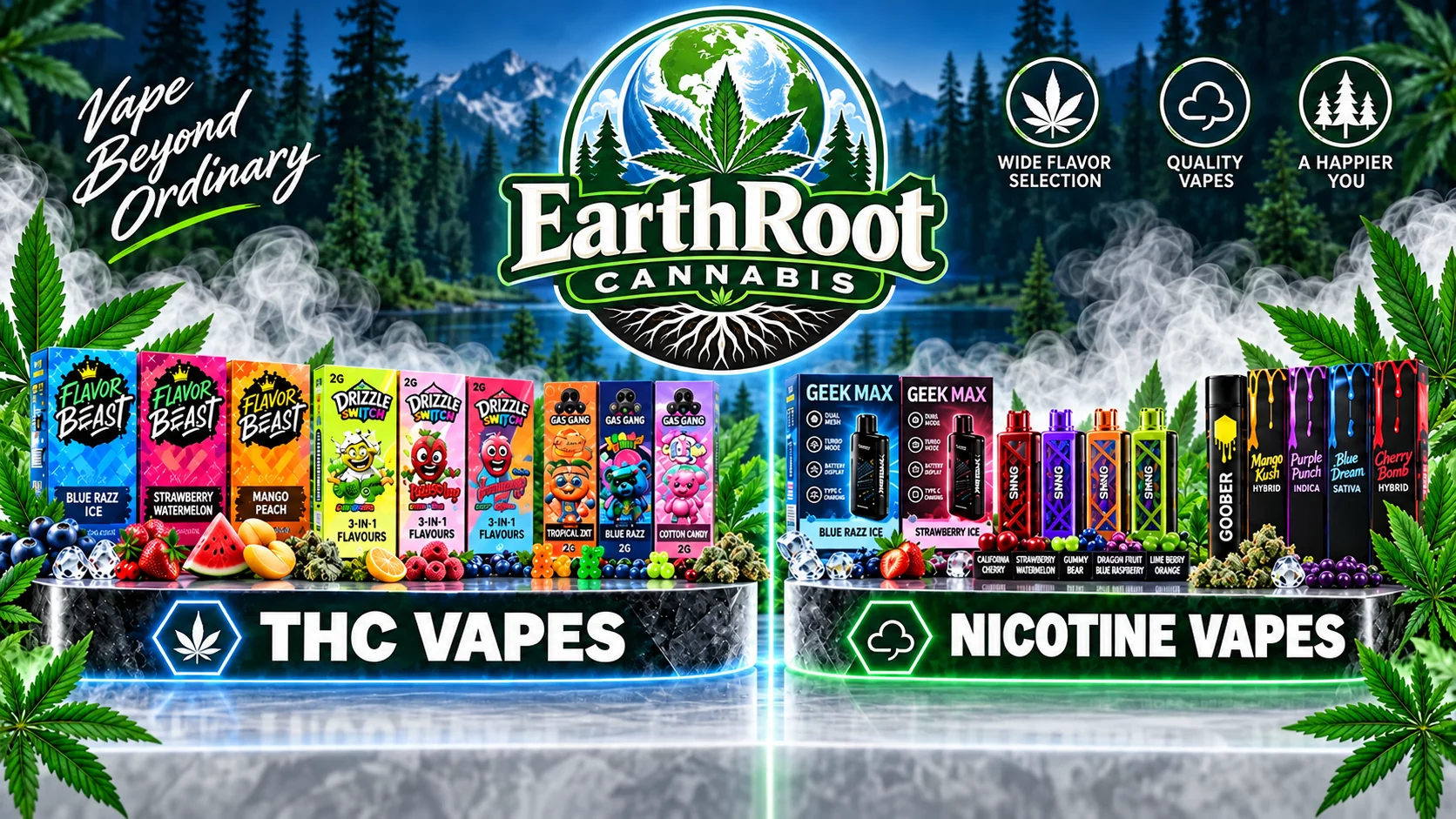 EarthRoot Cannabis in Etobicoke — nicotine vapes and THC vapes